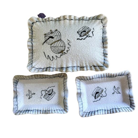 Vintage Ardalt Japan Lenwile China Cigarette box + 2 ashtrays pink ladies 6008E - Picture 1 of 11